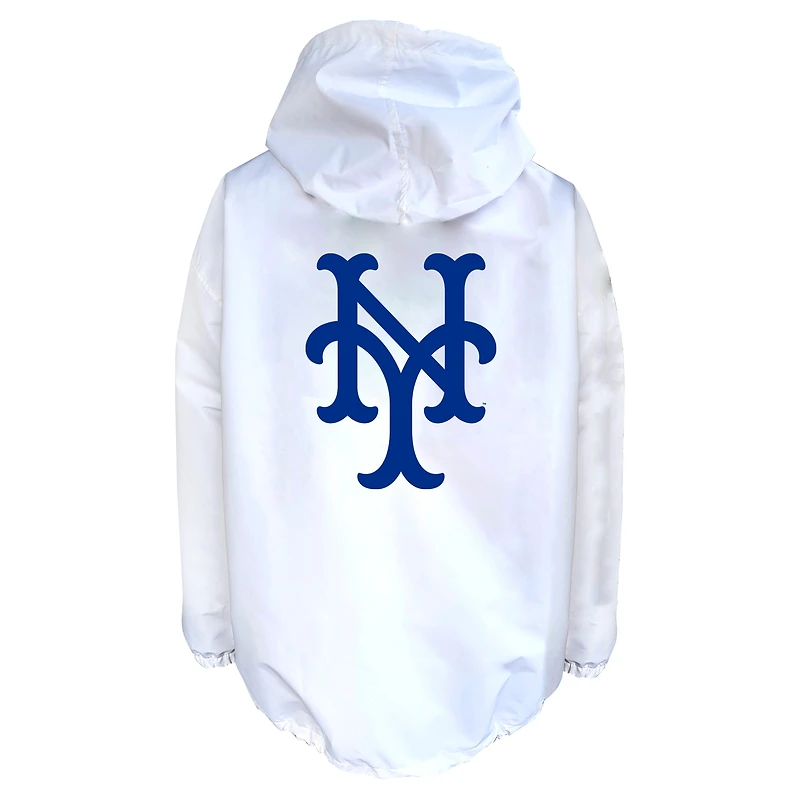 Veste à capuche Mitchell & Ness blanche pour homme, New York Mets, grandes tailles, boutons-pression.