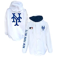 Men's Mitchell & Ness  White New York Mets Big Tall Full-Snap Hooded Jacket