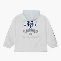 Men's Mitchell & Ness White New York Mets Yacht Rock Coaches Full-Snap Hooded Windbreaker Jacket
