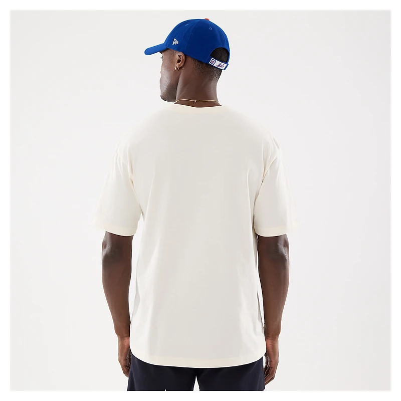 Men's New Era Beige York Mets Lifestyle Coat of Arms Flocking T-Shirt