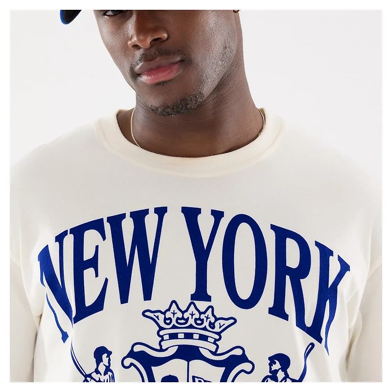 T-shirt floqué beige New Era pour homme, motif armoiries des Mets de York