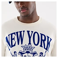 T-shirt floqué beige New Era pour homme, motif armoiries des Mets de York