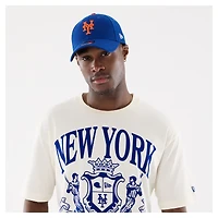 Men's New Era Beige York Mets Lifestyle Coat of Arms Flocking T-Shirt