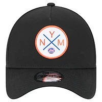 Casquette ajustable New Era 9FORTY A-Frame noire des New York Mets pour homme