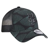 Men's New Era  Black New York Mets 9FORTY A-Frame Trucker Adjustable Hat