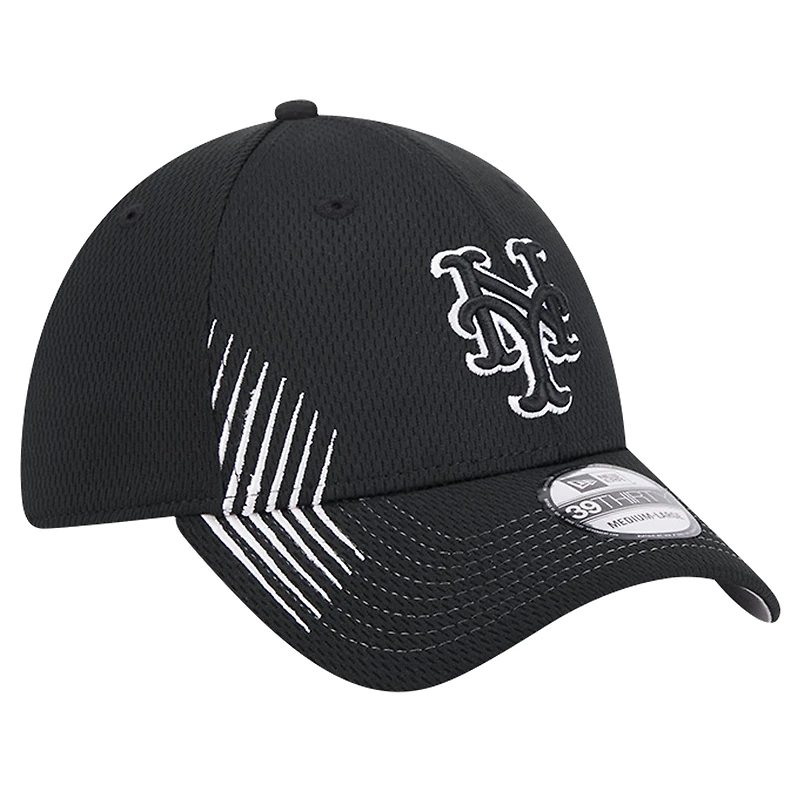 Casquette flex Active Dash Mark 39THIRTY New York Mets Era noire pour hommes
