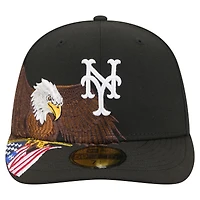 Men's New Era Black York Mets Americana Bald Eagle Pre-Curved 59FIFTY Fitted Hat