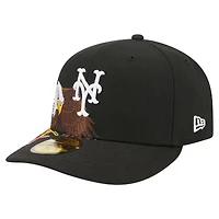 Men's New Era Black York Mets Americana Bald Eagle Pre-Curved 59FIFTY Fitted Hat