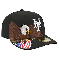 Men's New Era Black York Mets Americana Bald Eagle Pre-Curved 59FIFTY Fitted Hat