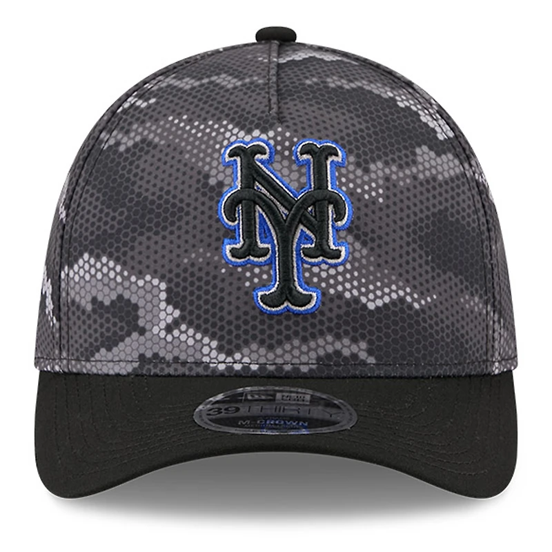Casquette New Era 39THIRTY Flex noire camouflage York Mets pour homme