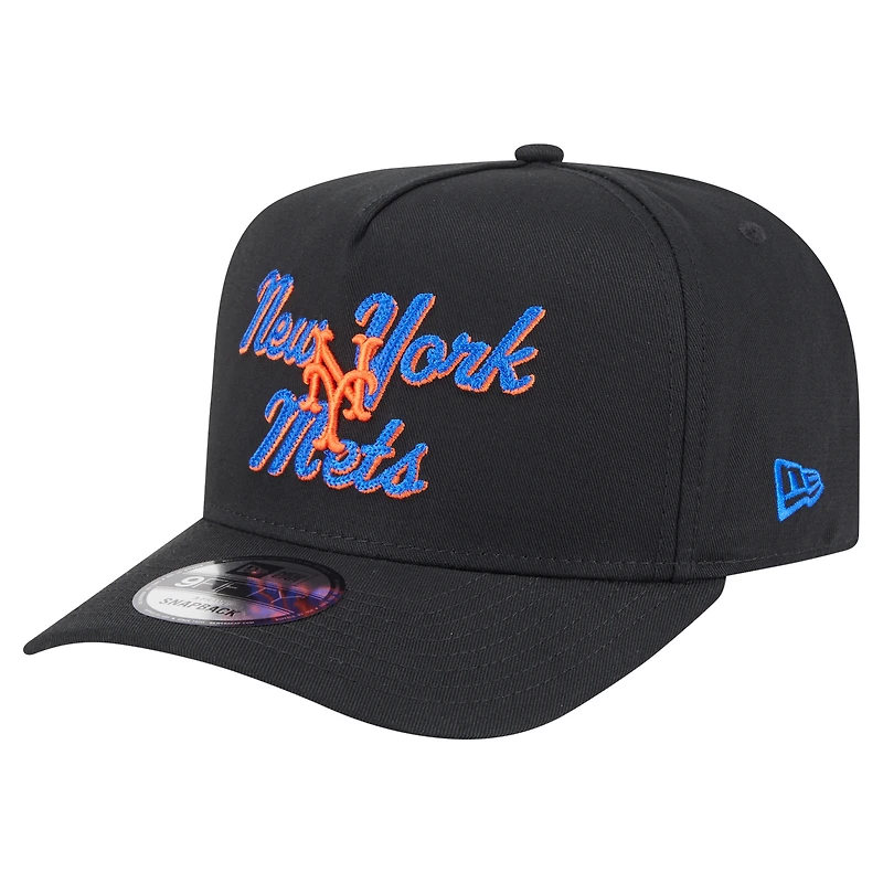 Casquette snapback New Era noire à point de chaînette 9FIFTY pour homme des Mets de New York