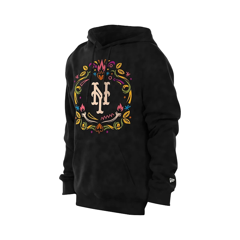 Men's New Era Black York Mets Día de los Muertos Brushed Fleece Hoodie