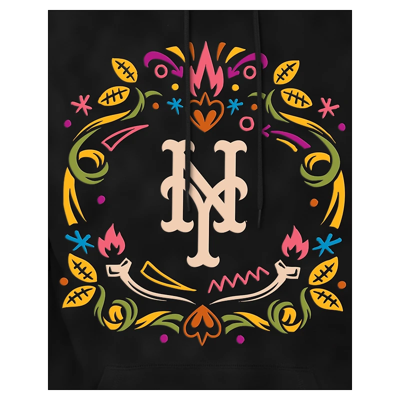 Sweat à capuche noir en polaire brossé New Era York Mets Día de los Muertos pour hommes