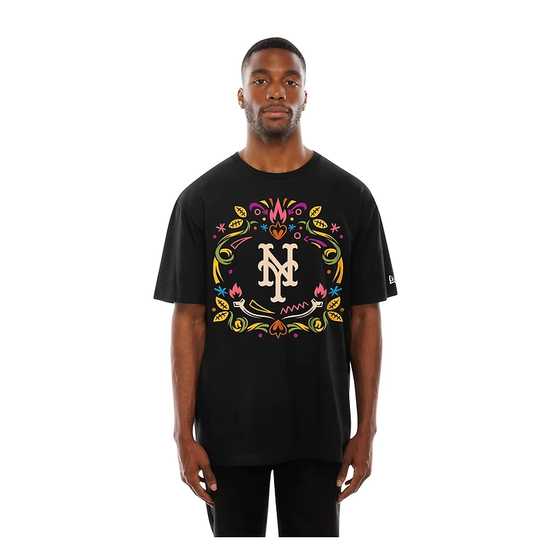 Men's New Era Black York Mets Día de los Muertos T-Shirt
