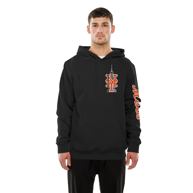 Sweat à capuche en polaire Empire State Building noir New Era pour homme des Mets de York