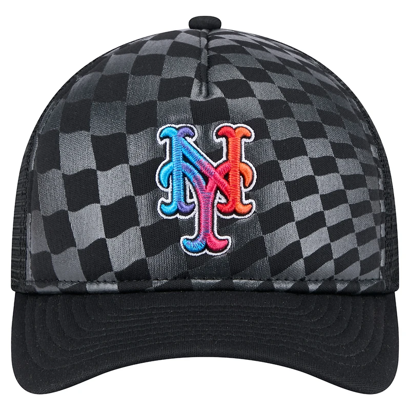 Casquette ajustable New Era noire New York Mets 9FORTY A-Frame M-Crown Trucker pour homme