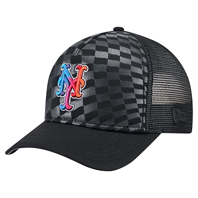 Casquette ajustable New Era noire New York Mets 9FORTY A-Frame M-Crown Trucker pour homme