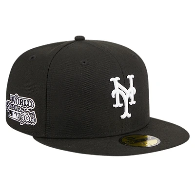 Men's New Era Black York Mets Logo 59FIFTY Fitted Hat