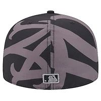 Men's New Era Black York Mets Logo Fracture 59FIFTY Fitted Hat