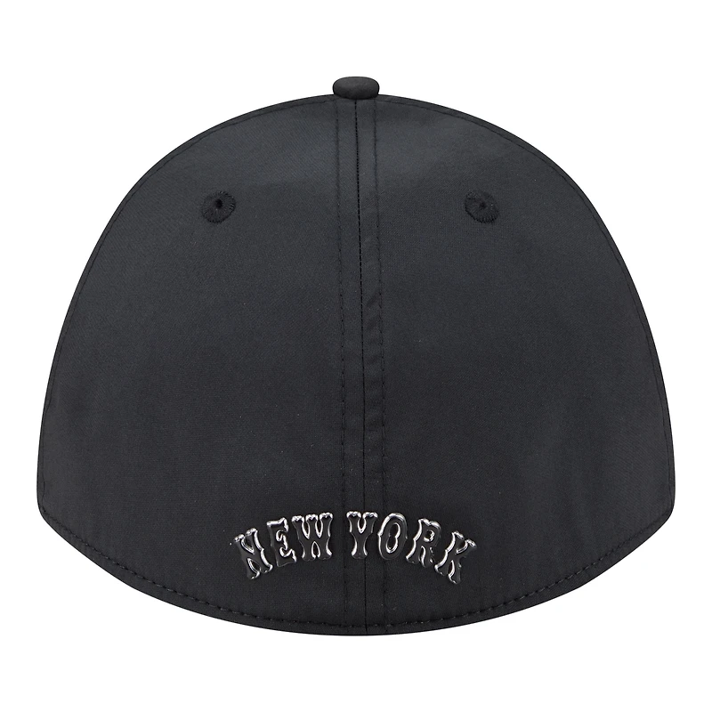 Casquette New Era noire métallisée York Mets 39THIRTY M-Crown Flex pour homme