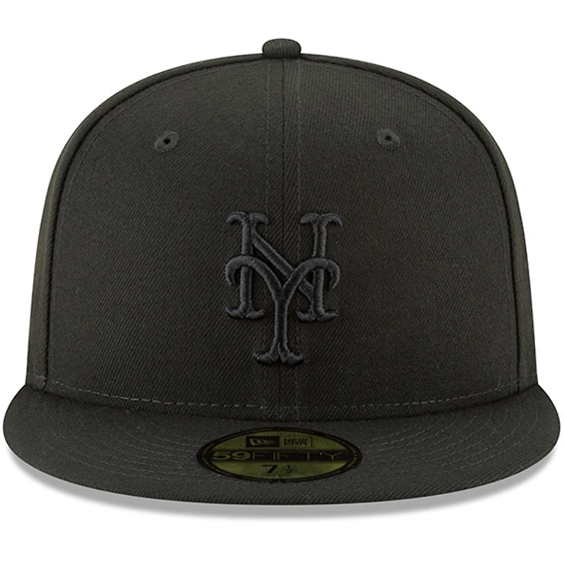Casquette ajustée New Era 59FIFTY Basic pour homme, logo principal des Mets de York, noire