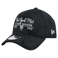 Casquette ajustable New Era 9FORTY noire pour homme, logo New York Mets, inscription manuscrite.
