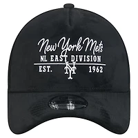 Casquette ajustable New Era 9FORTY noire pour homme, logo New York Mets, inscription manuscrite.