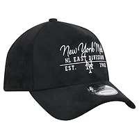 Men's New Era  Black New York Mets Script Text 9FORTY A-Frame Adjustable Hat