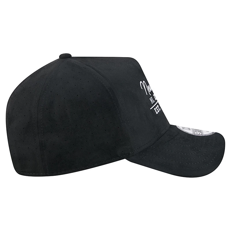 Men's New Era  Black New York Mets Script Text 9FORTY A-Frame Adjustable Hat