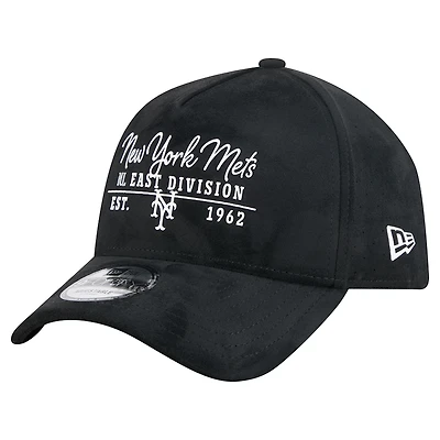 Men's New Era Black New York Mets Script Text 9FORTY A-Frame Adjustable Hat