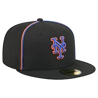 Casquette ajustée New Era 59FIFTY noire des Mets de York pour homme