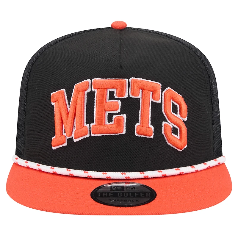 Casquette de golfeur noire en mesh New Era New York Mets Throwback pour hommes
