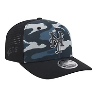 Casquette New Era noire pour homme New York Mets à motif camouflage ton sur ton 9SEVENTY à boutons-pression extensibles