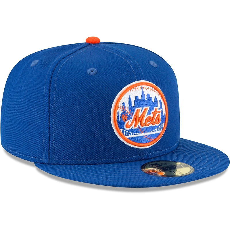 Casquette ajustée New Era bleue pour homme, collection Cooperstown des Mets de York, modèle 59FIFTY en laine.