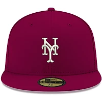 Men's New Era Cardinal York Mets White Logo 59FIFTY Fitted Hat