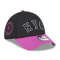Casquette d'entraînement au bâton 39THIRTY Flex New Era pour homme, anthracite/violet, York Mets City Connect