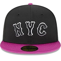 Casquette d'entraînement au bâton New Era 59FIFTY City Connect pour homme, anthracite/violet, des Mets de York