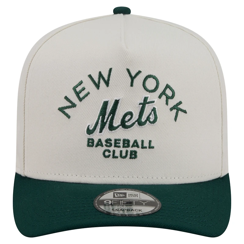 Men's New Era  Cream/Dark Green New York Mets Chrome A-Frame 9FIFTY Snapback Hat
