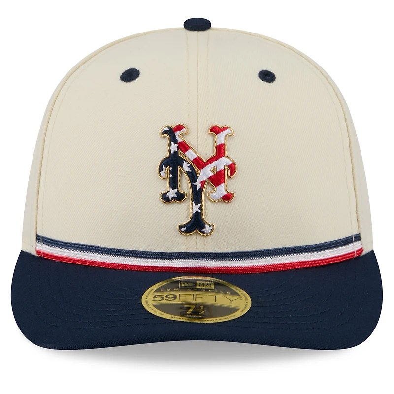 Men's New Era Cream/Navy York Mets USA 250 Fourth of July Low Profile 59FIFTY Fitted Hat