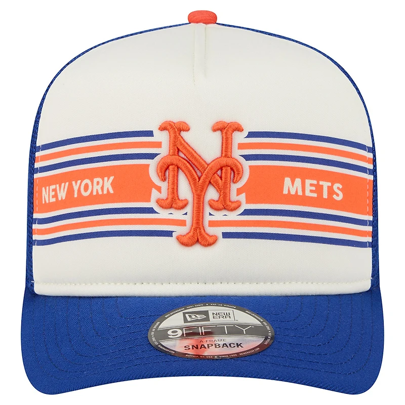Casquette snapback New Era 9FIFTY Trucker à motif New York Mets crème/bleu roi pour homme