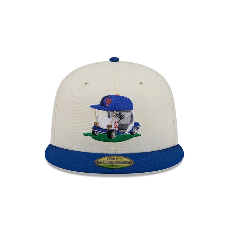 Men's New Era  Cream/Royal York Mets Bullpen Cart 59FIFTY Fitted Hat