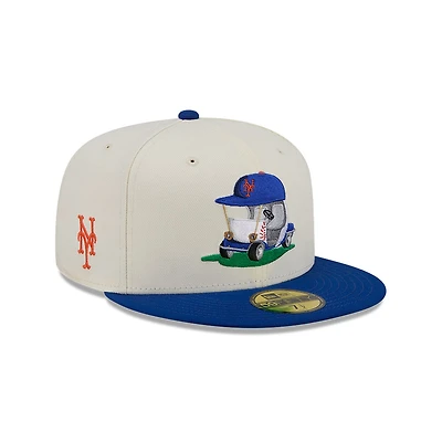 Casquette ajustée New Era 59FIFTY crème/bleu roi pour homme, modèle York Mets Bullpen Cart