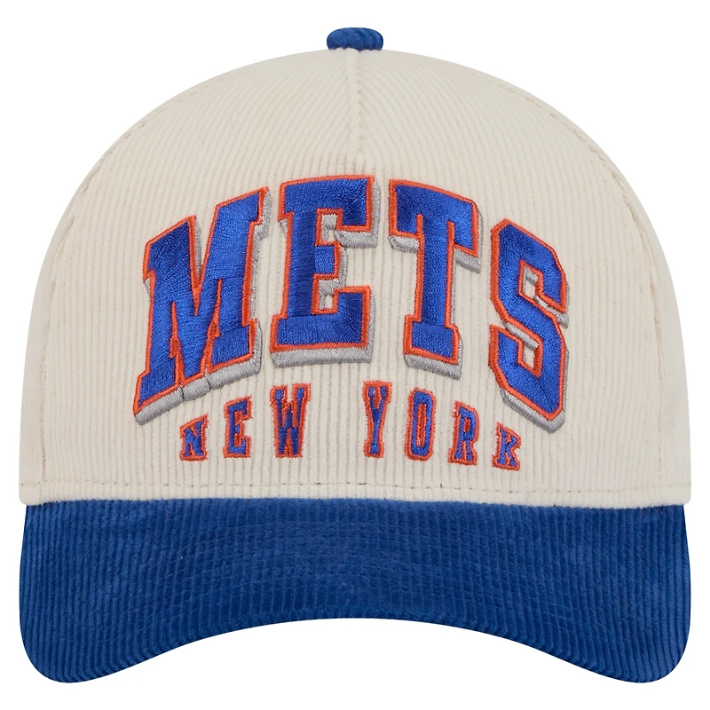 Men's New Era  Cream/Royal New York Mets Sided Corduroy 9FORTY A-Frame Adjustable Hat