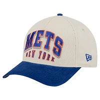 Men's New Era  Cream/Royal New York Mets Sided Corduroy 9FORTY A-Frame Adjustable Hat