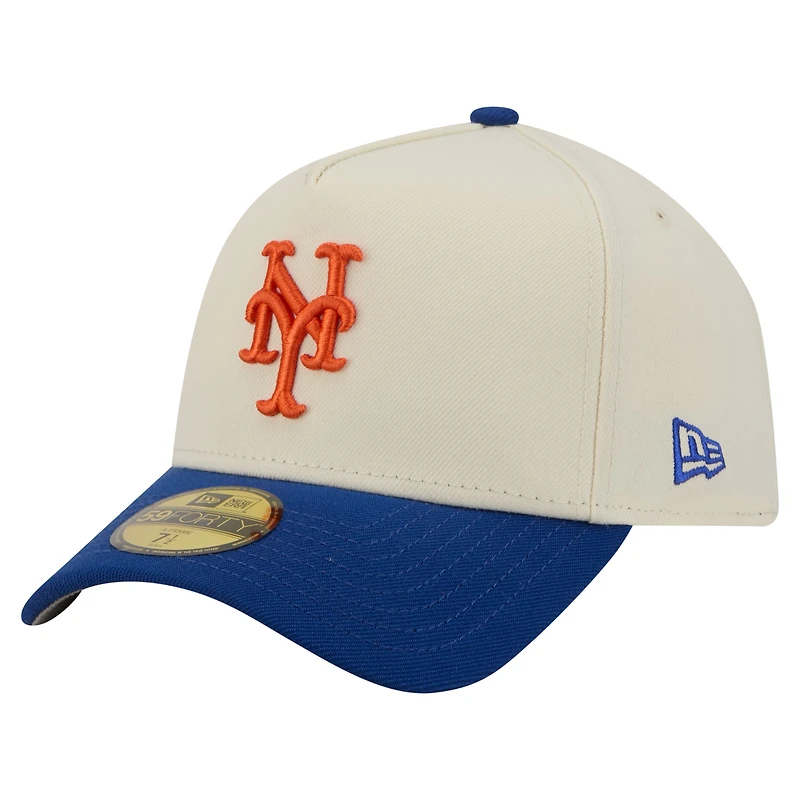 Men's New Era Cream York Mets Chrome A-Frame 59FORTY Fitted Hat