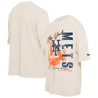 T-shirt surdimensionné à imprimé vieilli New York Mets Cooperstown collection pour homme de la Era Cream