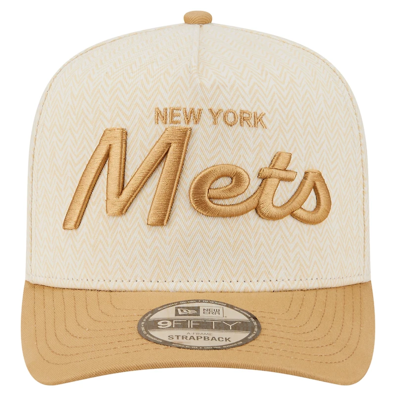 Men's New Era Cream New York Mets Herringbone 9FIFTY A-Frame Snapback Hat