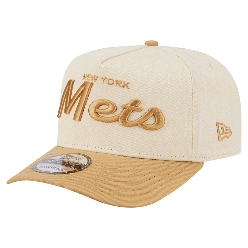 Men's New Era Cream New York Mets Herringbone 9FIFTY A-Frame Snapback Hat
