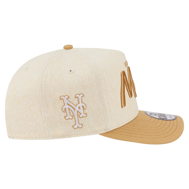 Men's New Era Cream New York Mets Herringbone 9FIFTY A-Frame Snapback Hat