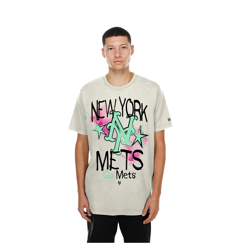 T-shirt New Era crème pour homme, style punk core